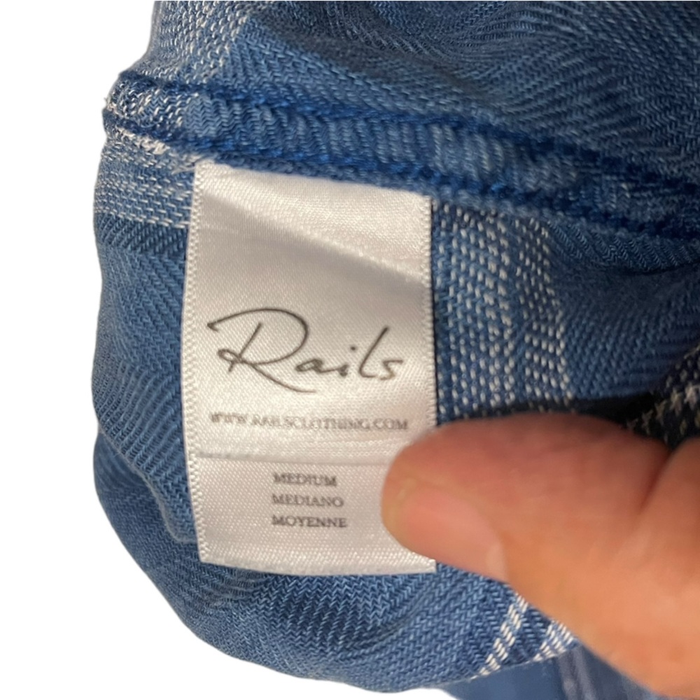 Rails Button-Up Shirt, Size Medium In Blue Plaid … - image 3